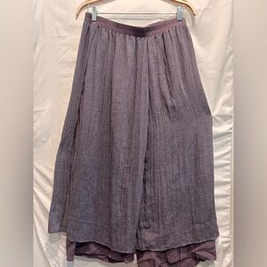 Minibee Women's Lavender Linen pants - Comfortable Layered Design size 2Xl